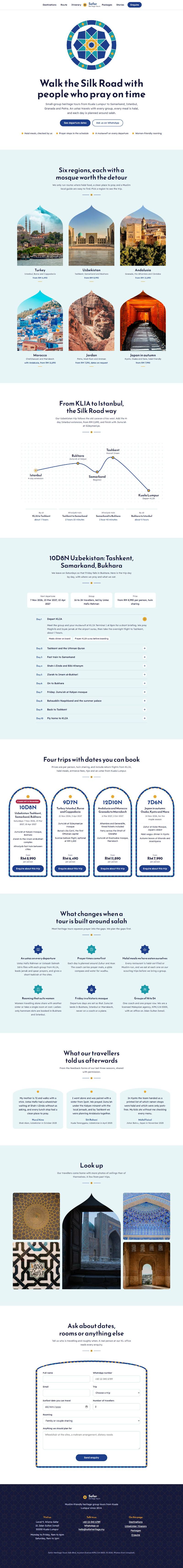 Full-page preview of the Safar Heritage Tours template
